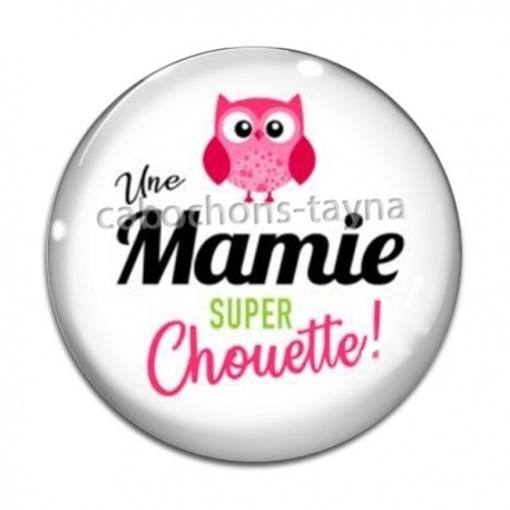 Cabochon Verre - une mamie une super chouette