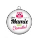 Pendentif Cabochon Argent - une mamie une super chouette