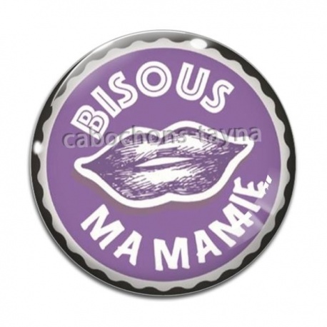 Cabochon Verre - bisous ma mamie