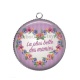 Pendentif Cabochon Argent - la plus belle des mamies