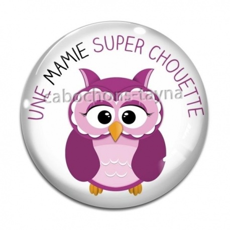 Cabochon Verre - une mamie super chouette