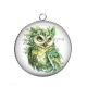 Pendentif Cabochon Argent - chouette
