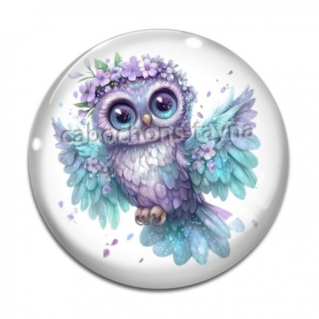Cabochon Verre - chouette