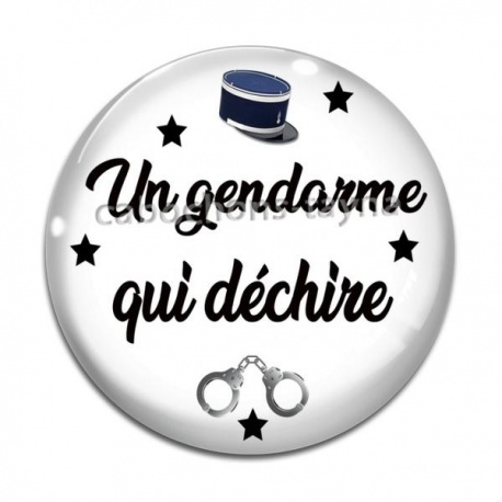 Cabochon Verre - un gendarme qui déchire