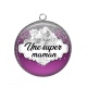 Pendentif Cabochon Argent - une super maman