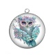 Pendentif Cabochon Argent - chouette