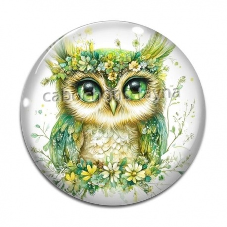 Cabochon Verre - chouette