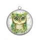 Pendentif Cabochon Argent - chouette