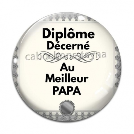 Cabochon Verre - diplôme décerné au meilleur papa