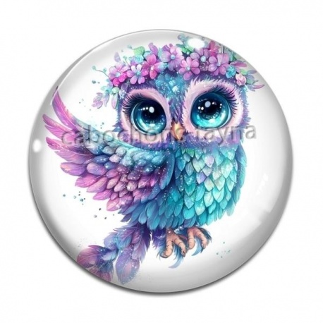 Cabochon Verre - chouette