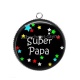 Pendentif Cabochon Argent - super papa