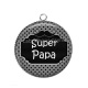 Pendentif Cabochon Argent - super papa