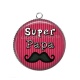 Pendentif Cabochon Argent - super papa