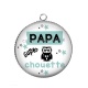 Pendentif Cabochon Argent - papa super chouette