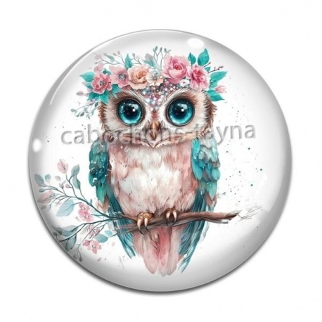 Cabochon Verre - chouette