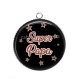 Pendentif Cabochon Argent - super papa