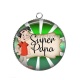 Pendentif Cabochon Argent - super papa