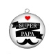 Pendentif Cabochon Argent - super papa