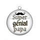 Pendentif Cabochon Argent - super génial papa