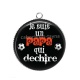 Pendentif Cabochon Argent - je suis un papa qui déchire
