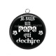 Pendentif Cabochon Argent -  je suis un papa qui déchire