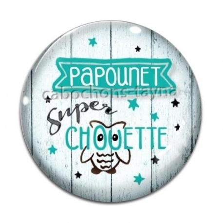 Cabochon Verre - papounet super chouette