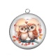 Pendentif Cabochon Argent - chouette