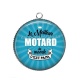 Pendentif Cabochon Argent - le meilleur motard du monde c'est papa