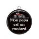Pendentif Cabochon Argent - mon papa est un motard