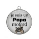 Pendentif Cabochon Argent - je suis un papa motard