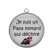 Pendentif Cabochon Argent - je suis un papa motard qui déchire
