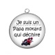 Pendentif Cabochon Argent - je suis un papa motard qui déchire