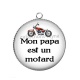 Pendentif Cabochon Argent - mon papa est un motard