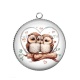Pendentif Cabochon Argent - chouette
