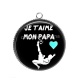 Pendentif Cabochon Argent - je t'aime mon papa