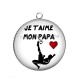 Pendentif Cabochon Argent - je t'aime mon papa