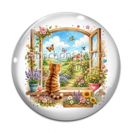 Cabochon Verre - chat
