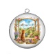 Pendentif Cabochon Argent - chat