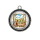 Pendentif Cabochon Argent - chat