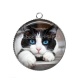 Pendentif Cabochon Argent - chat
