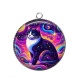 Pendentif Cabochon Argent - chat