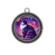 Pendentif Cabochon Argent - chat