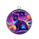 Pendentif Cabochon Argent - chat