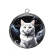 Pendentif Cabochon Argent - chat