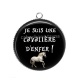 Pendentif Cabochon Argent - je suis une cavalière d'enfer