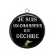 Pendentif Cabochon Argent - je suis un chasseur qui déchire