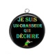 Pendentif Cabochon Argent - je suis un chasseur qui déchire