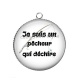 Pendentif Cabochon Argent - je suis un pêcheur qui déchire