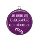 Pendentif Cabochon Argent - je suis un chasseur qui déchire