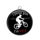 Pendentif Cabochon Argent - j'peux pas j'ai VTT